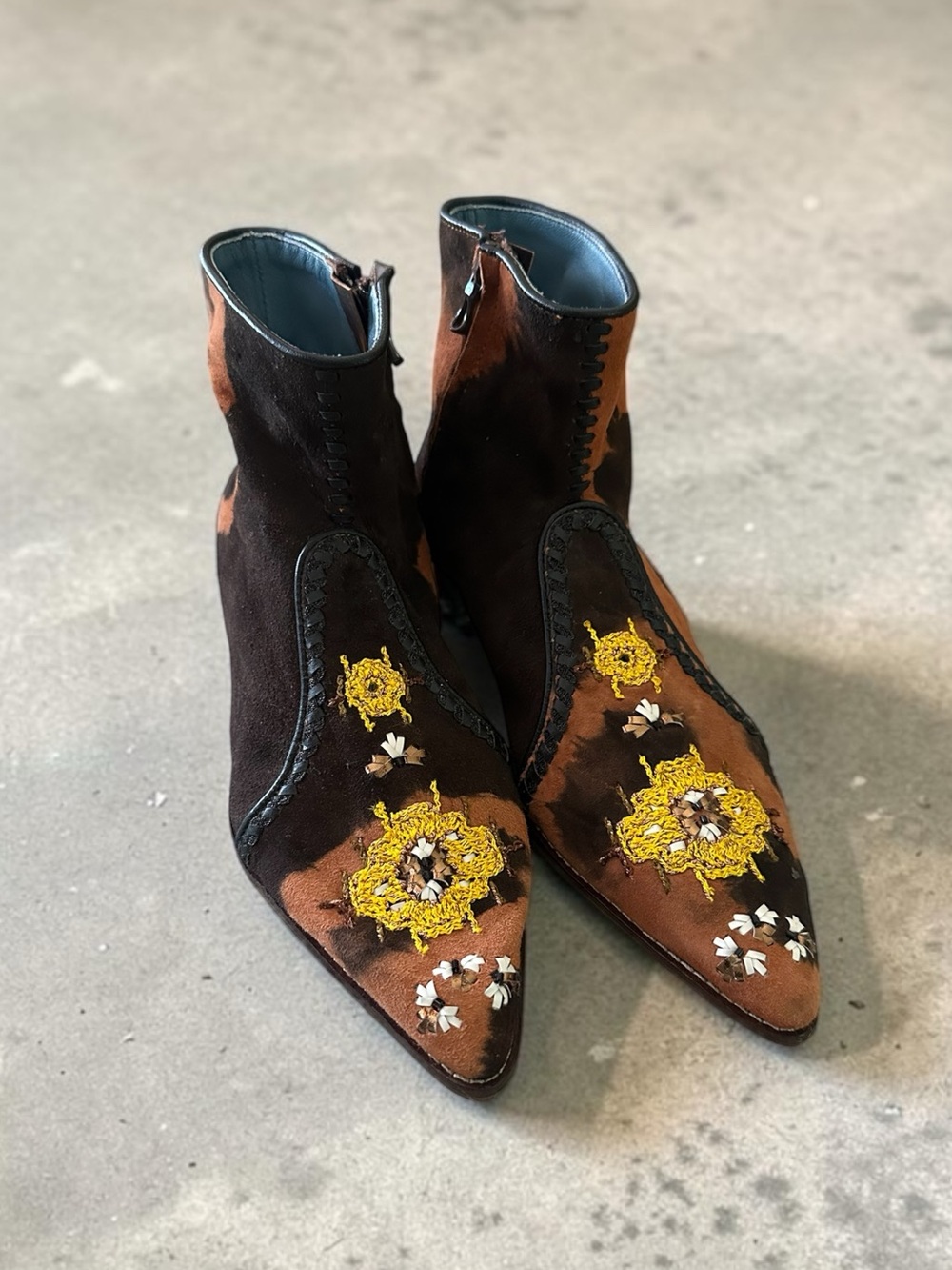 Meher Kakalia Nana Kitten Heeled Boots Anthropologie Size 37 = US 6
